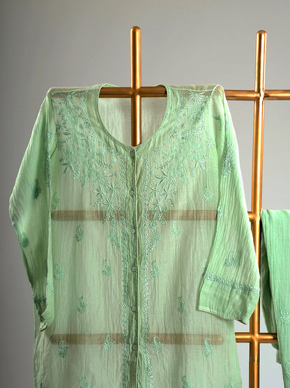 Mul Chanderi Chikankari Coord Set