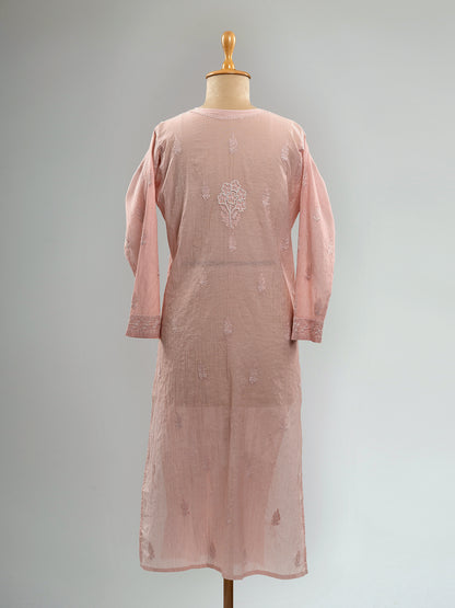 Pearl-Embellished Chikankari Kurti