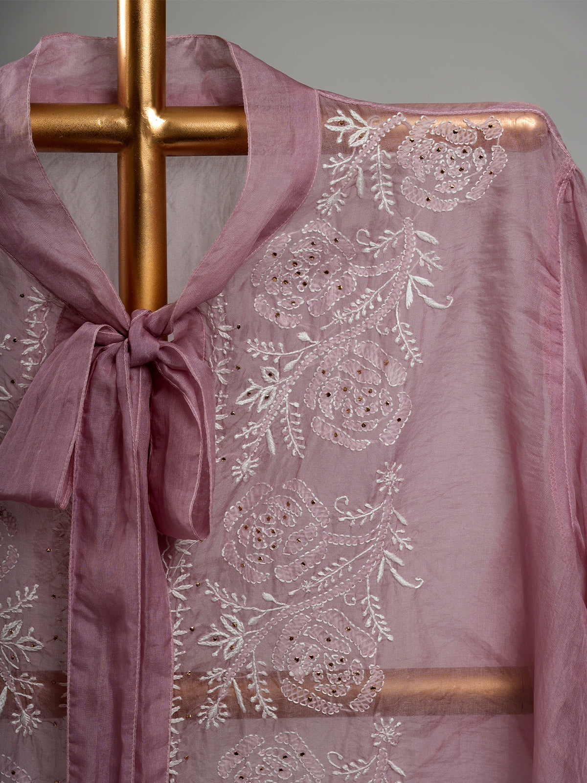 Organza Chikankari Shirt With Mukaish Work