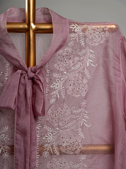 Organza Chikankari Shirt With Mukaish Work