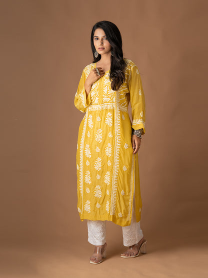 Yellow Lotus Chikankari Kurti