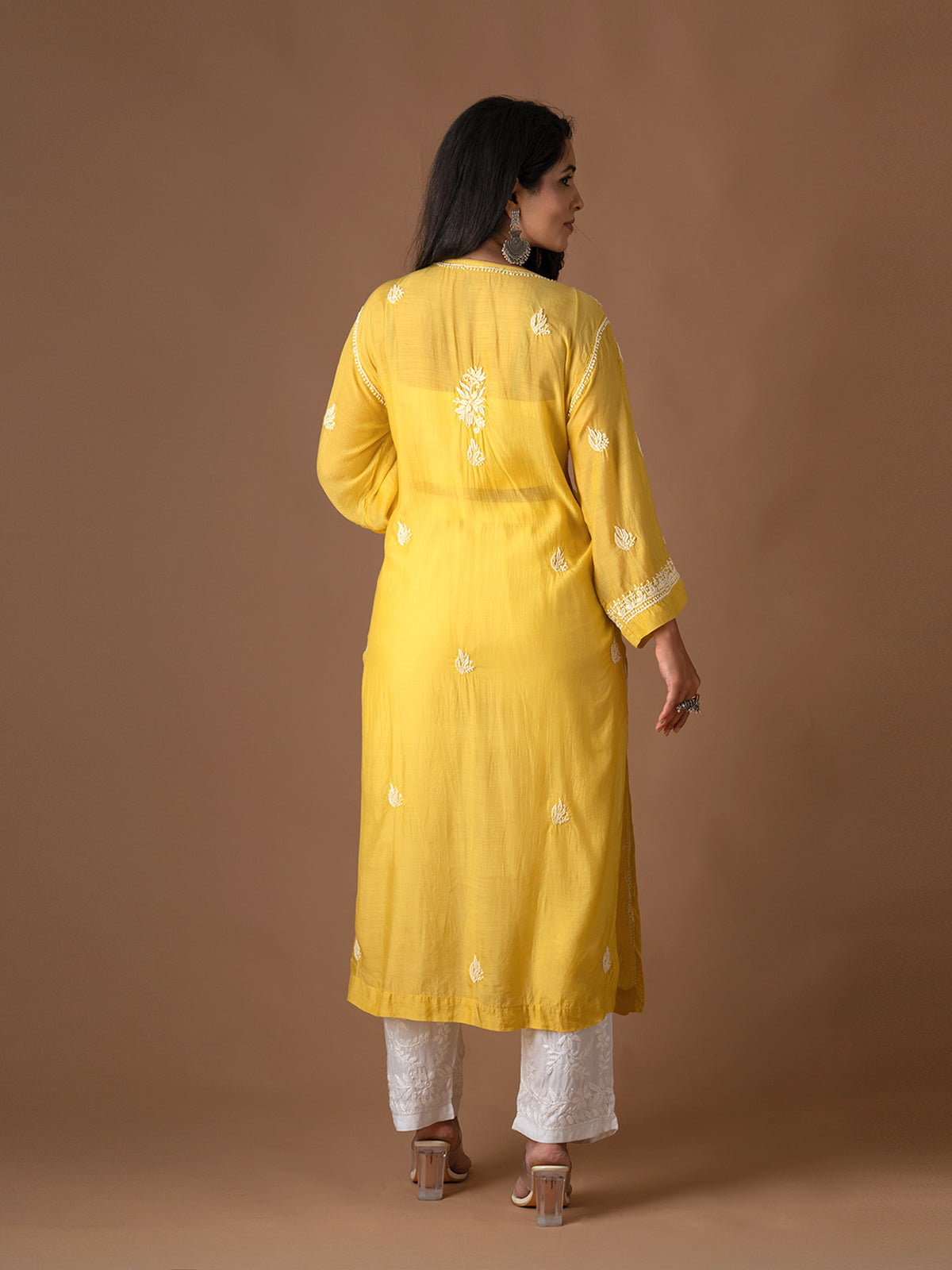 Yellow Lotus Chikankari Kurti