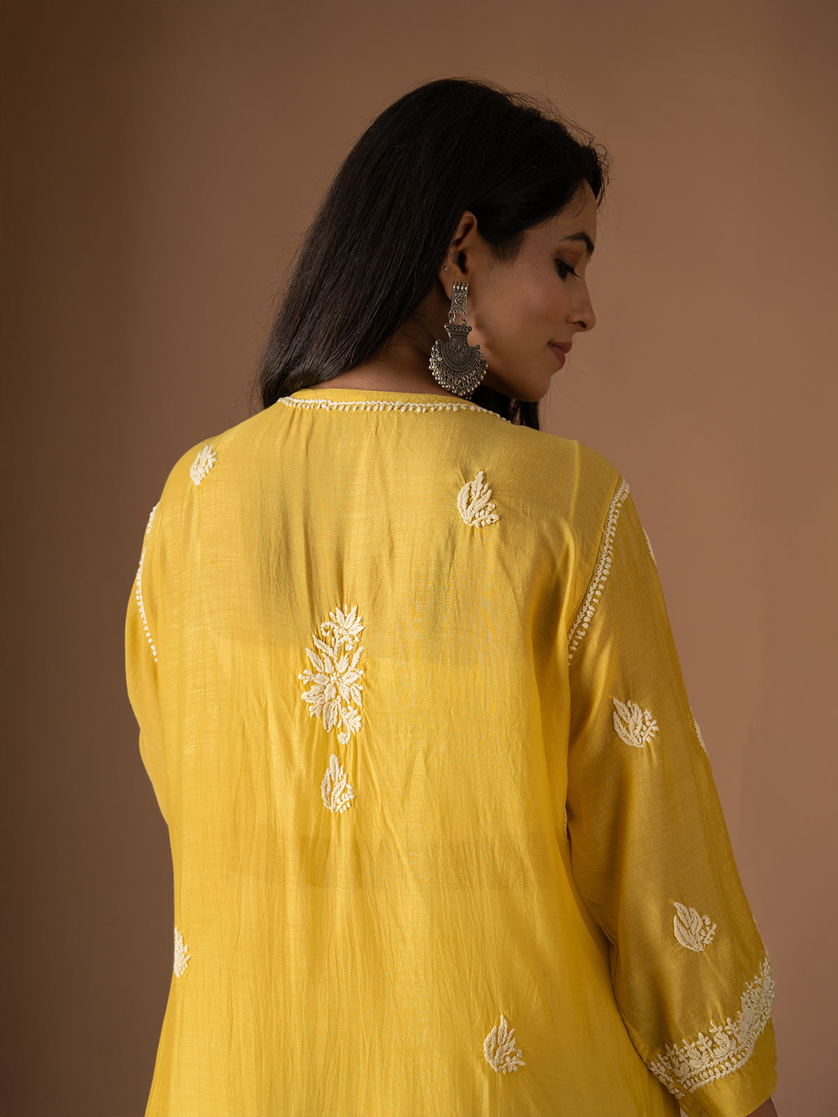Yellow Lotus Chikankari Kurti