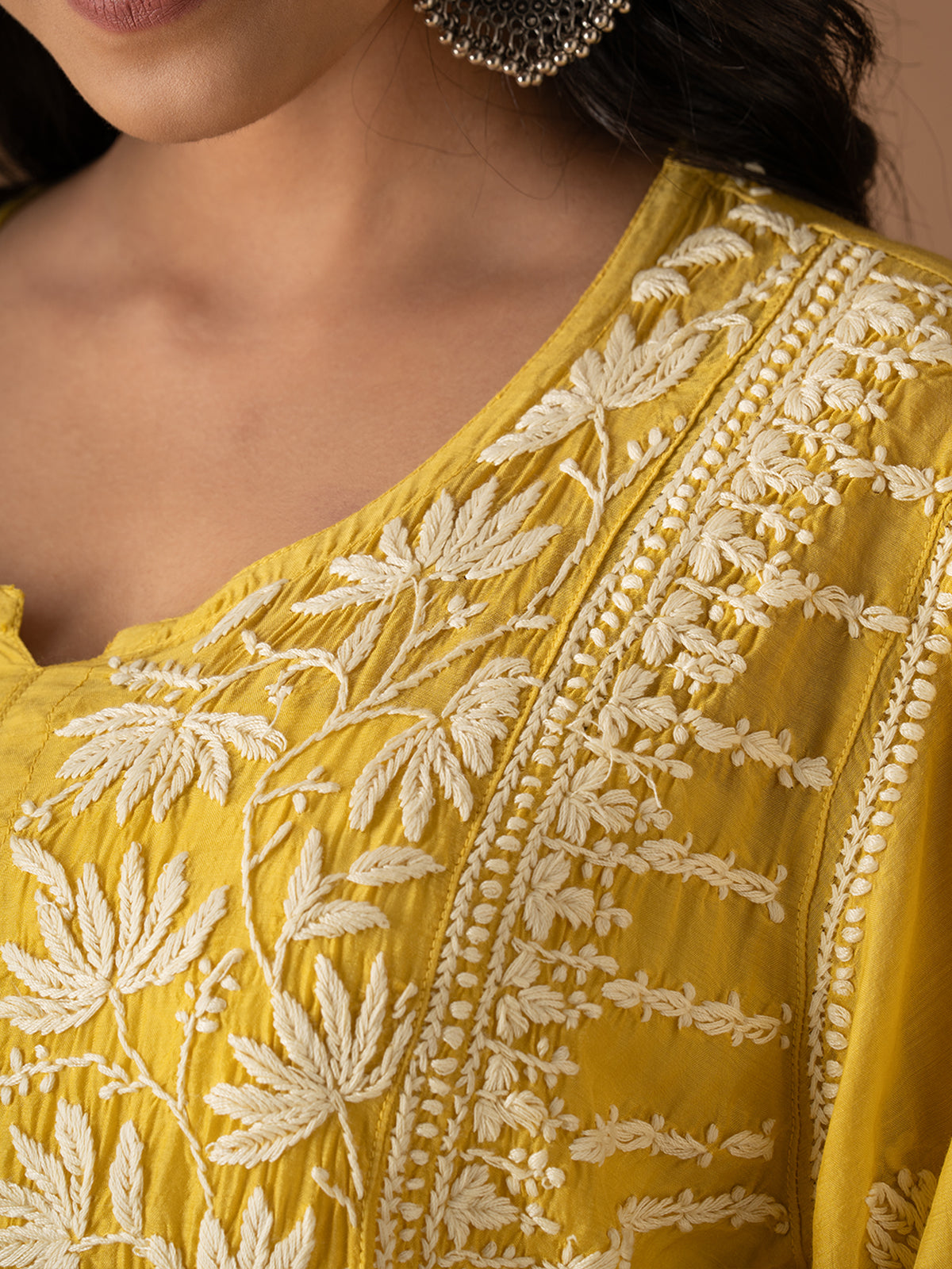 Yellow Lotus Chikankari Kurti