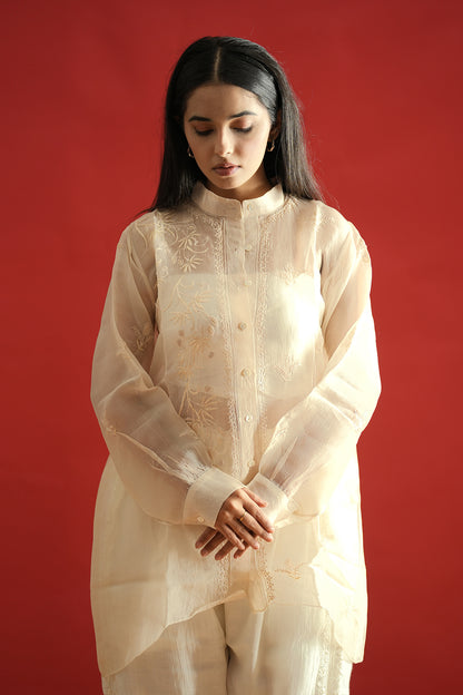 Chikankari Sheer Organza Shirt