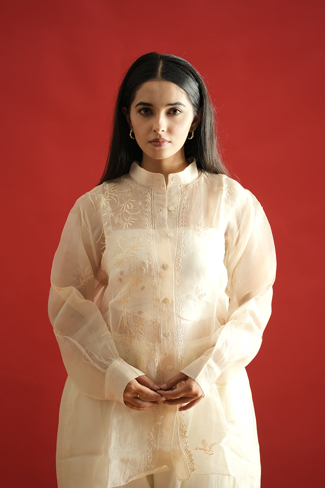Chikankari Sheer Organza Shirt
