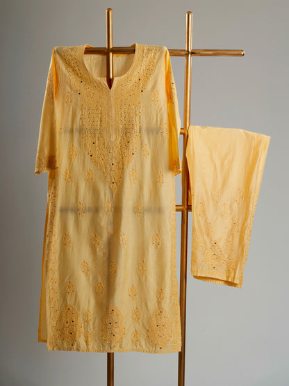 Chanderi Mukaish Chikankari Set