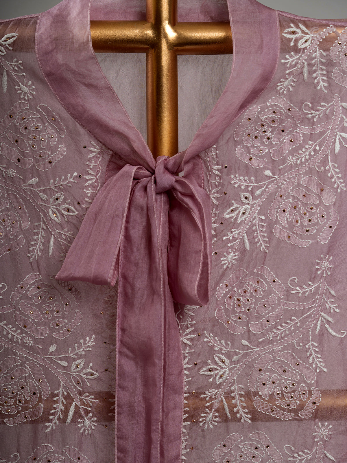 Organza Chikankari Shirt With Mukaish Work