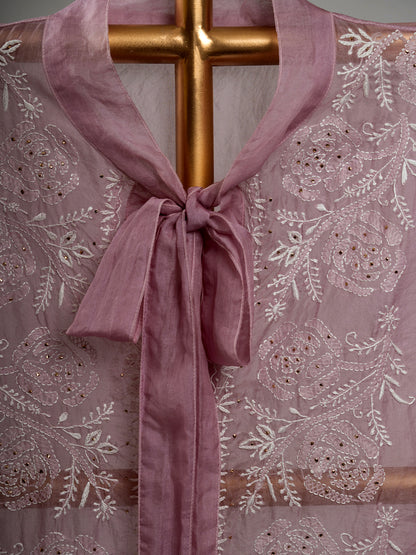 Organza Chikankari Shirt With Mukaish Work