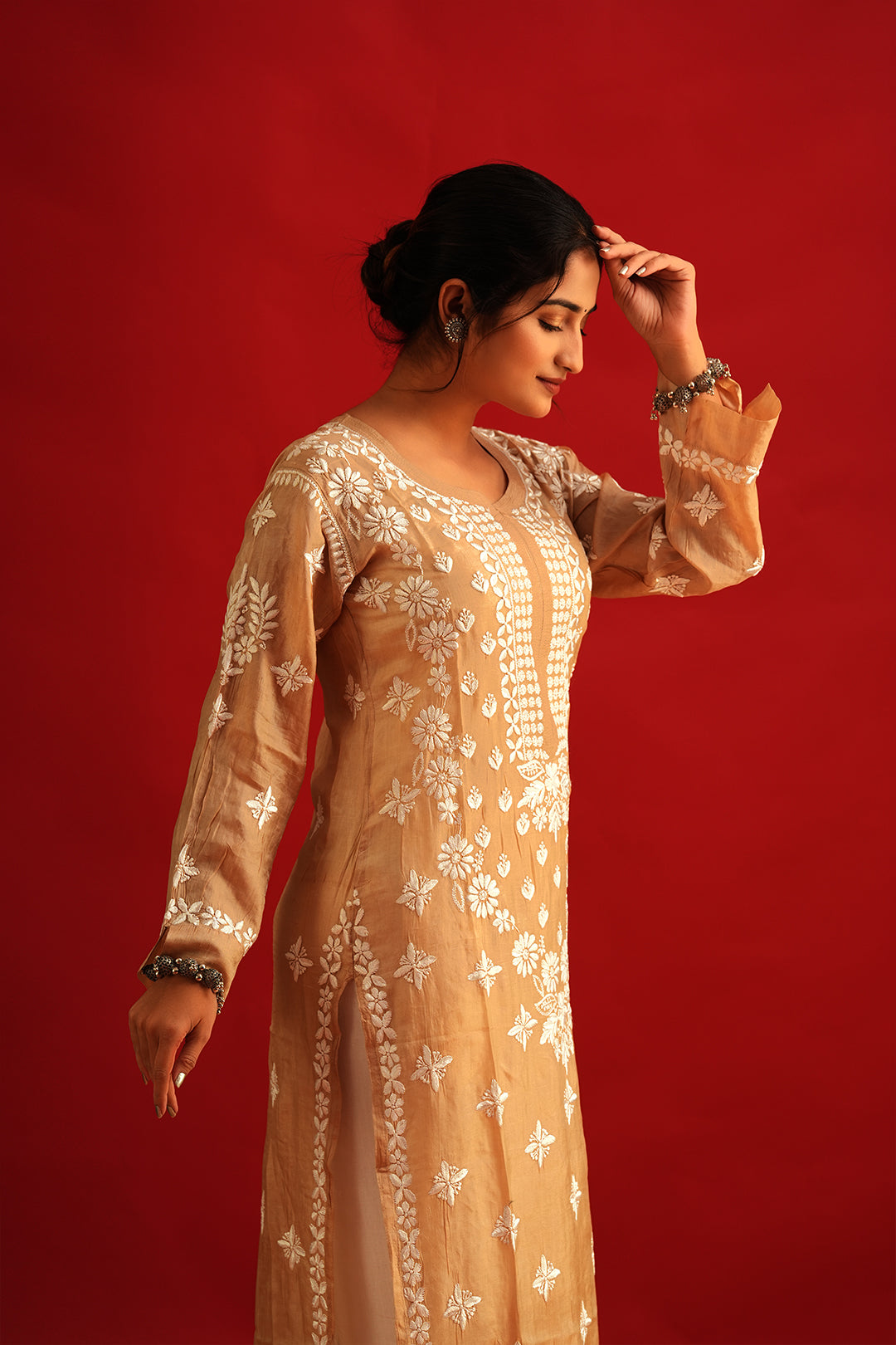 Silk Chikankari Kurti