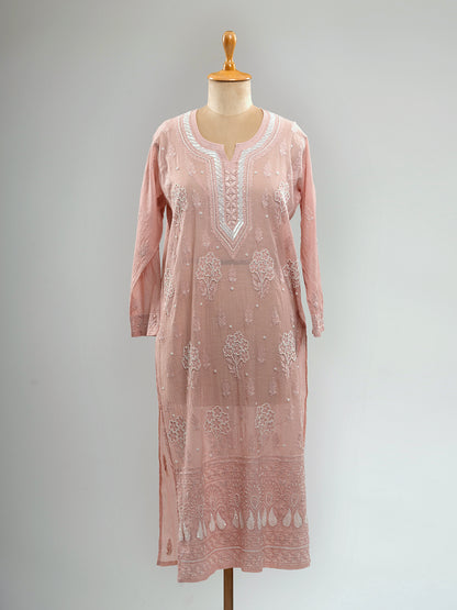 Pearl-Embellished Chikankari Kurti