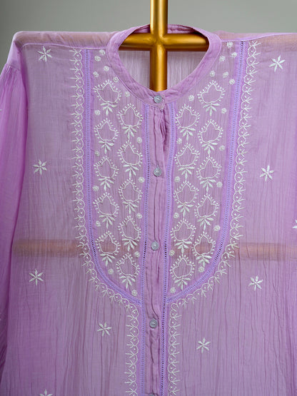 Mul Chanderi Chikankari Shirts