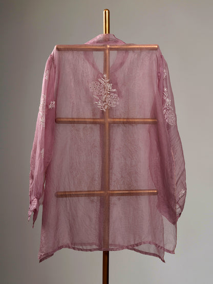 Organza Chikankari Shirt With Mukaish Work